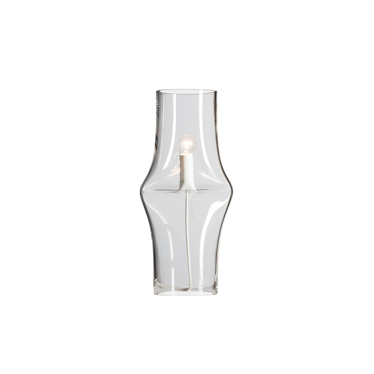 La lampe sur pied claire Lasvit Press │ PETITE est une lampe en verre transparent en forme de vase au design minimaliste, inspiré du design japonais moderne. Dotée d&
