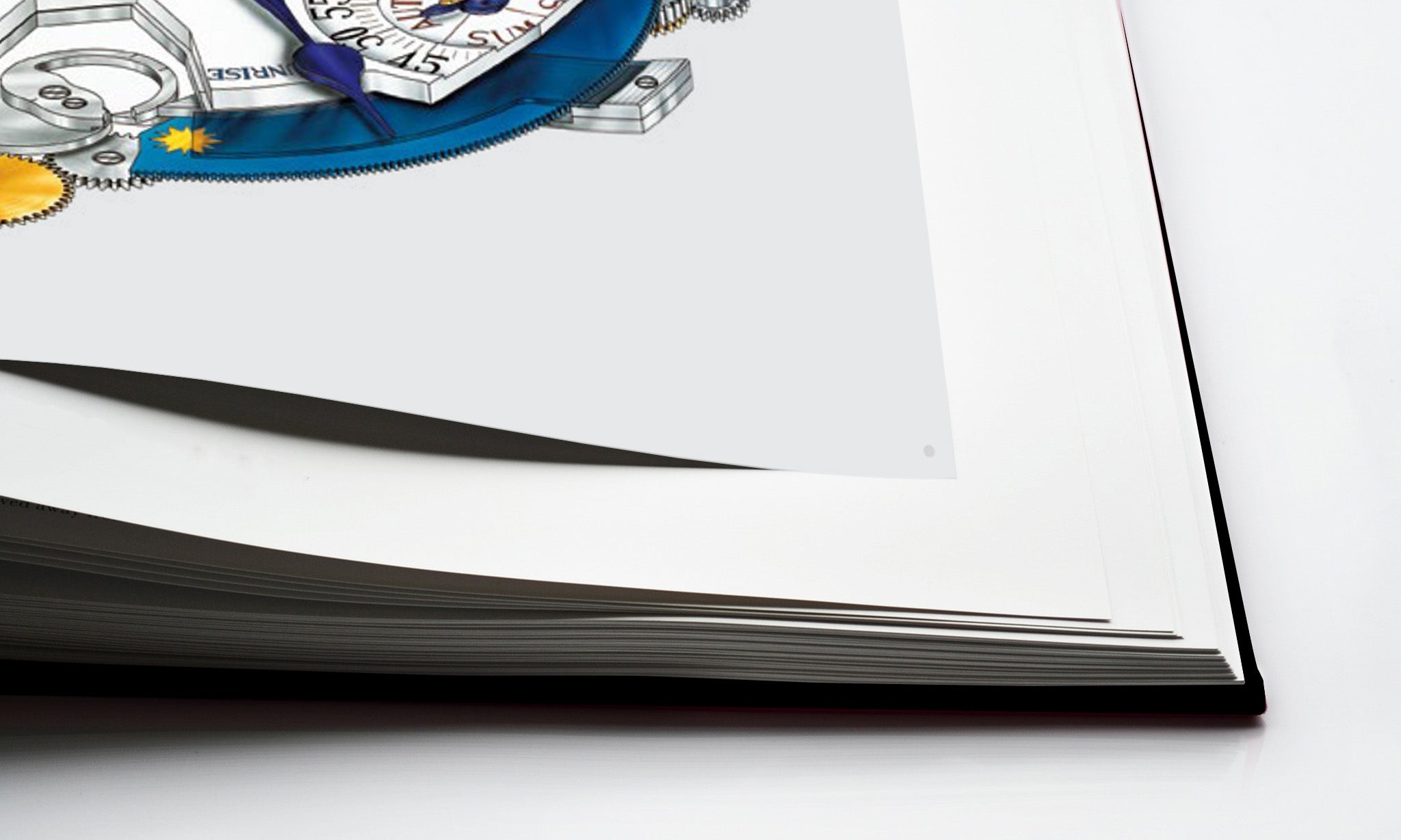 Un gros plan sur un livre ouvert, Patek Philippe │ The Impossible Collection by Assouline, montre des pages tournées avec des illustrations d&