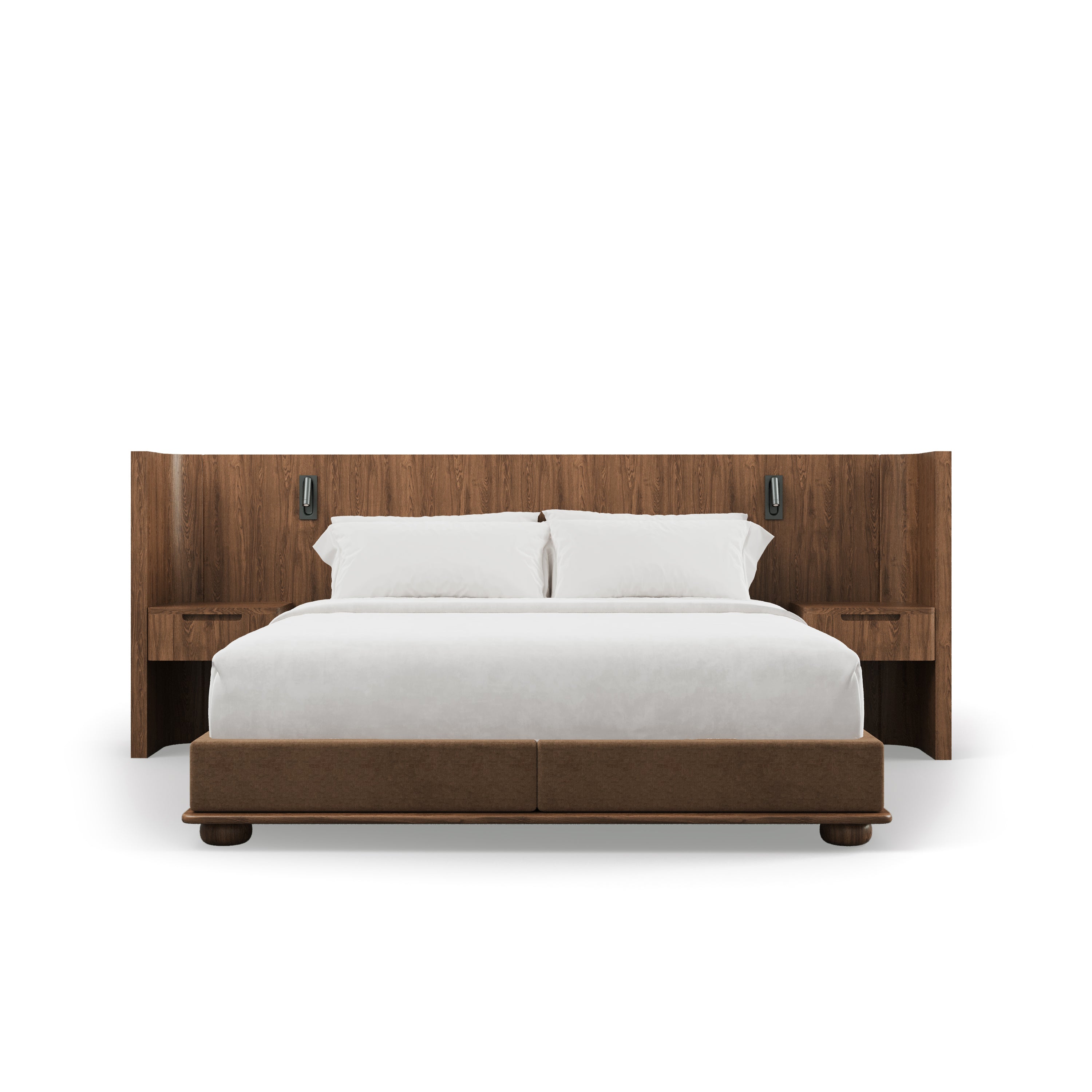 Le Lit Essence avec tables de nuit | PECAN de Humble Nature Design est un lit moderne à l&