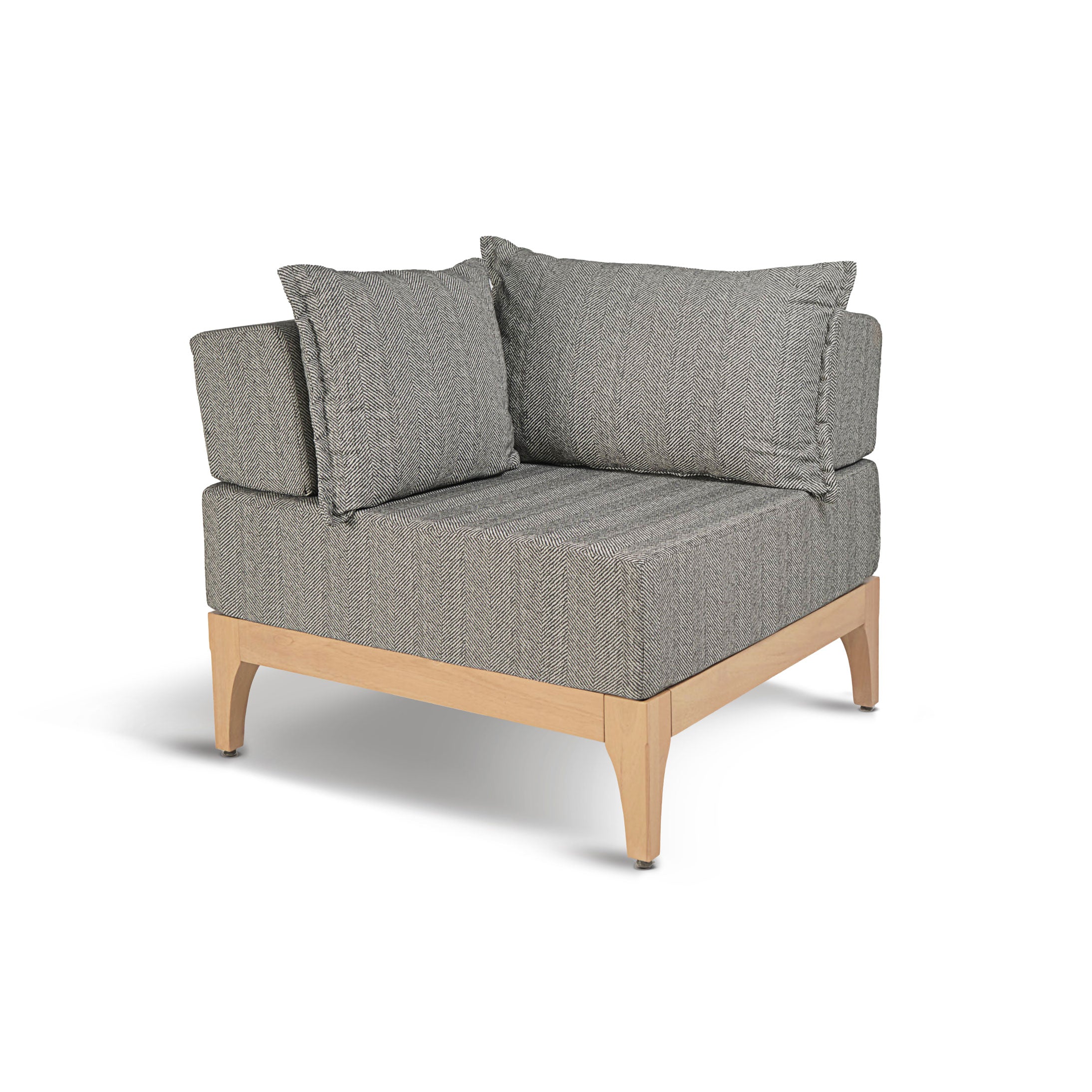 Sofa de coin extérieur en bois naturel Vivere │ GRAPHITE