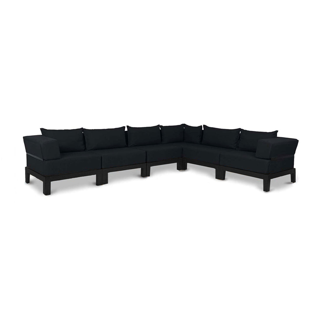 Vivere black wood outdoor sectional sofa | Black