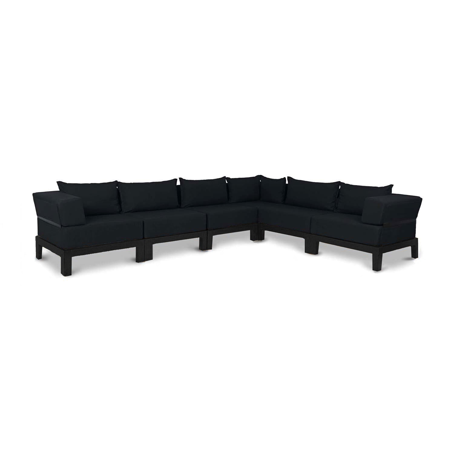 Vivere black wood outdoor sectional sofa | Black