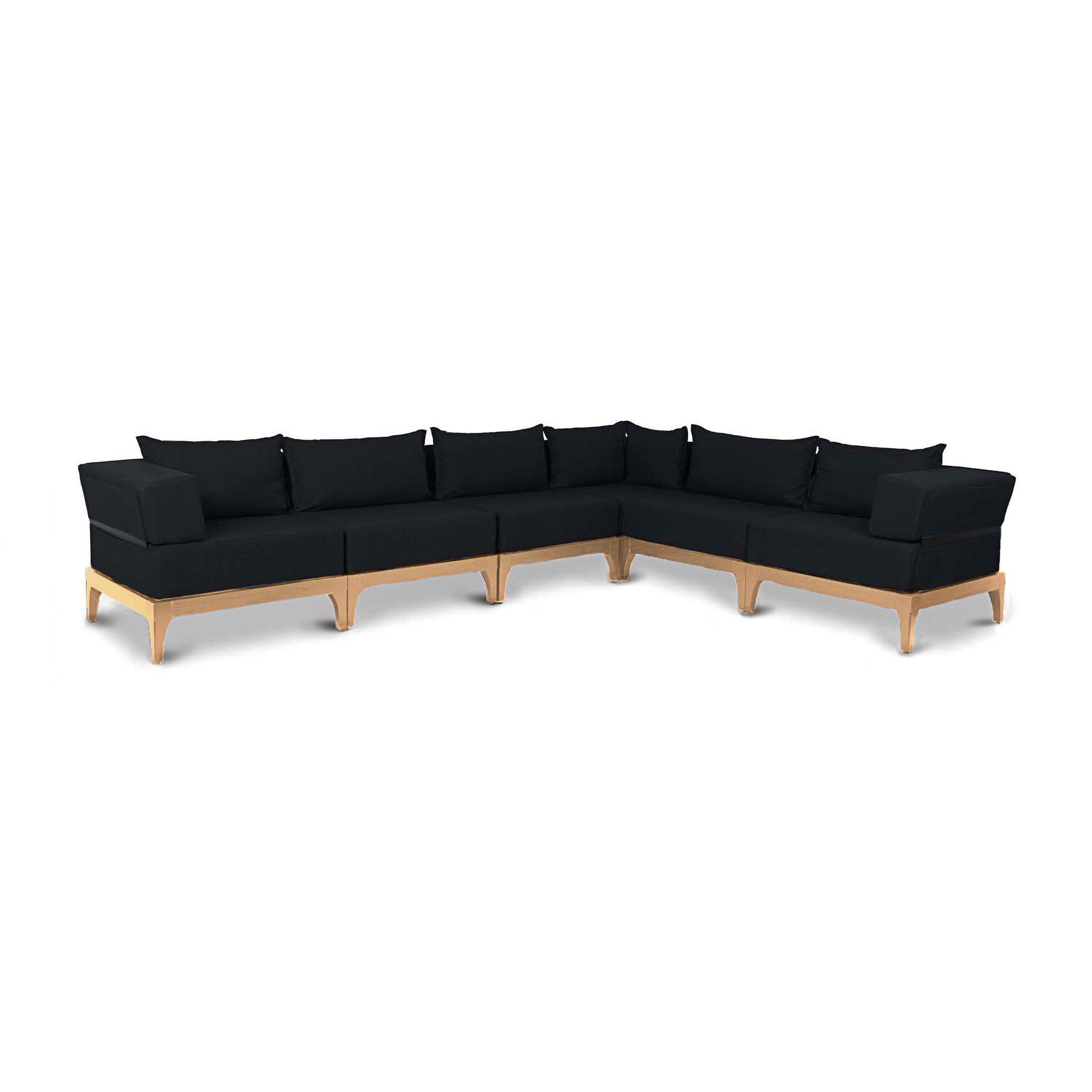 Vivere natural wood outdoor sectional sofa | Black