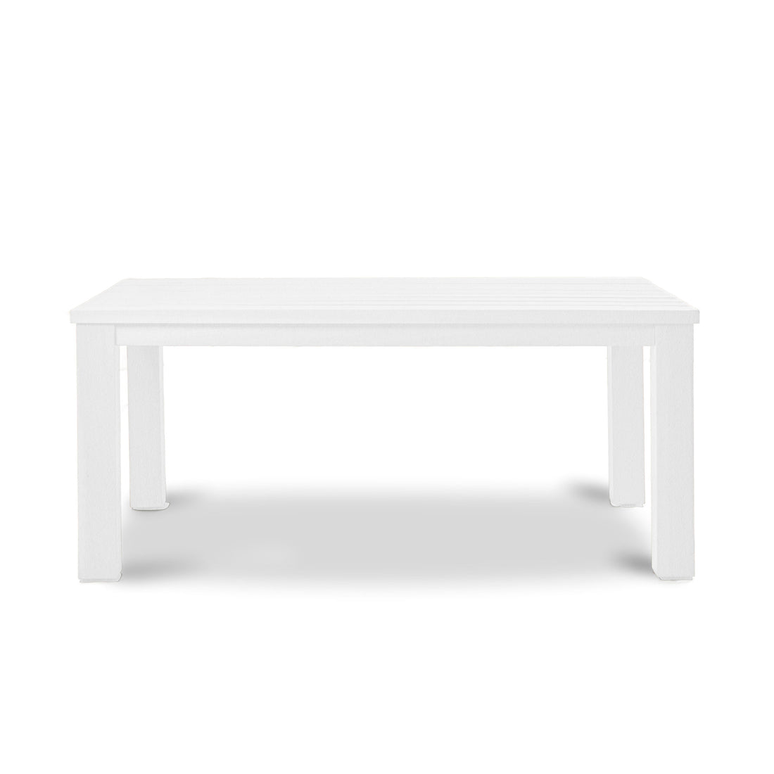 La Table extérieure en aluminium Vivere 66 de Humble Nature est dotée de pieds en aluminium durable, rehaussant les espaces intérieurs et extérieurs avec son design blanc élégant.