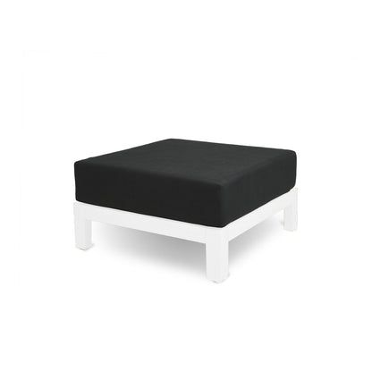 Vivere white aluminium outdoor ottoman | Black