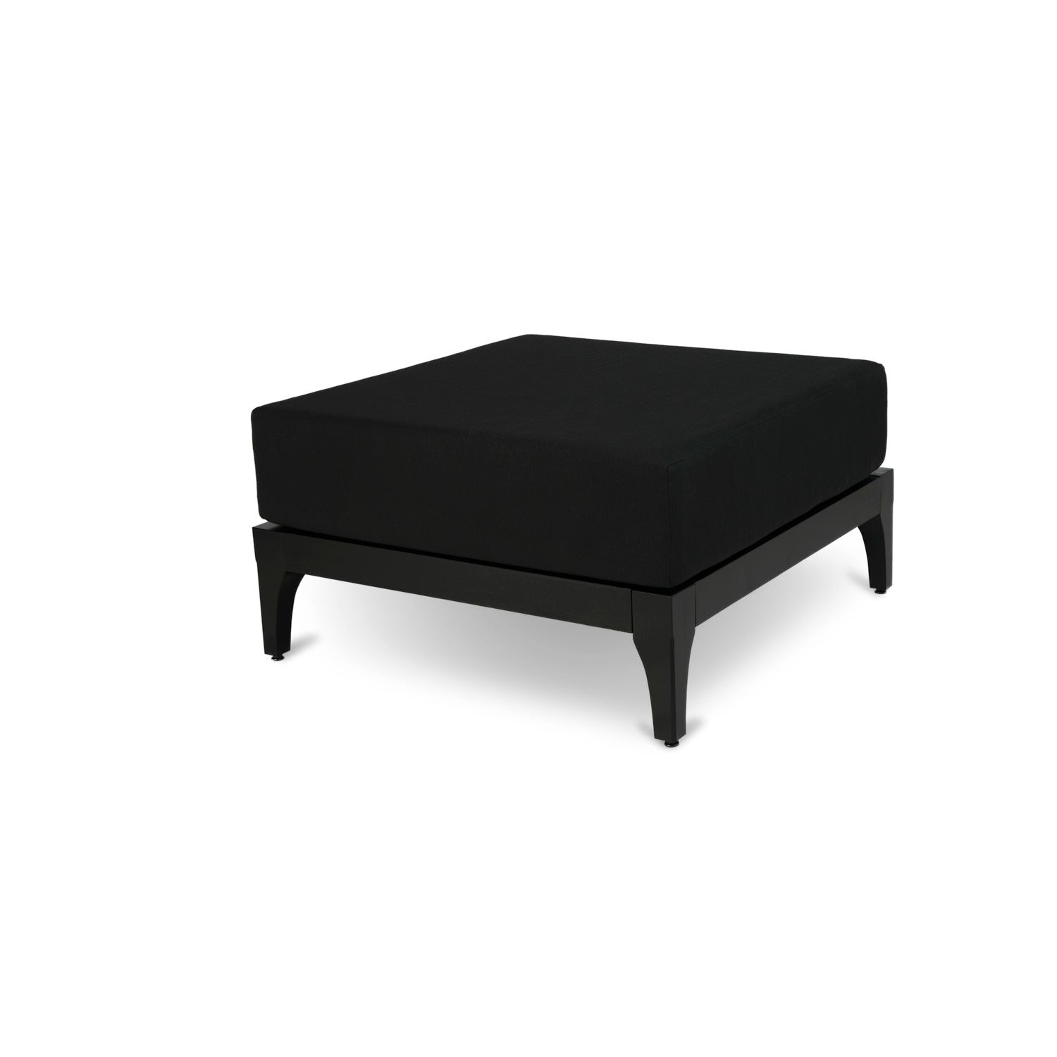 Vivere black wood outdoor ottoman | Black