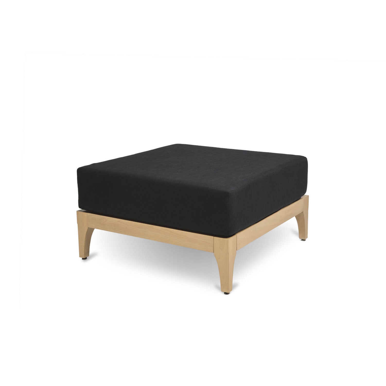 Vivere natural wood outdoor ottoman | Black