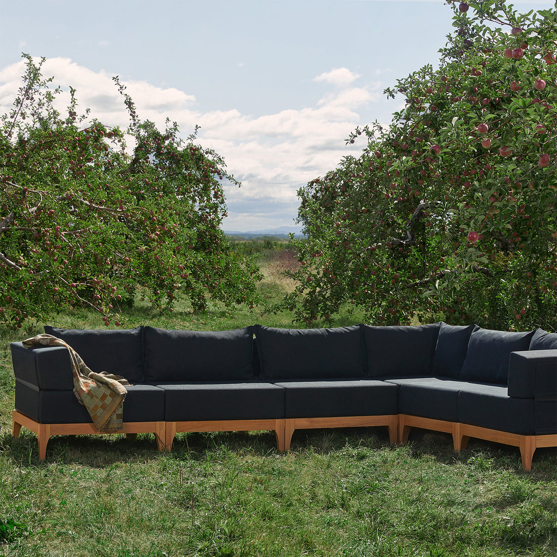 Sofa modulaire extérieur en bois noir Vivere │ NOIR