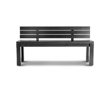 Long outdoor bench with backrest Vivere │ Black