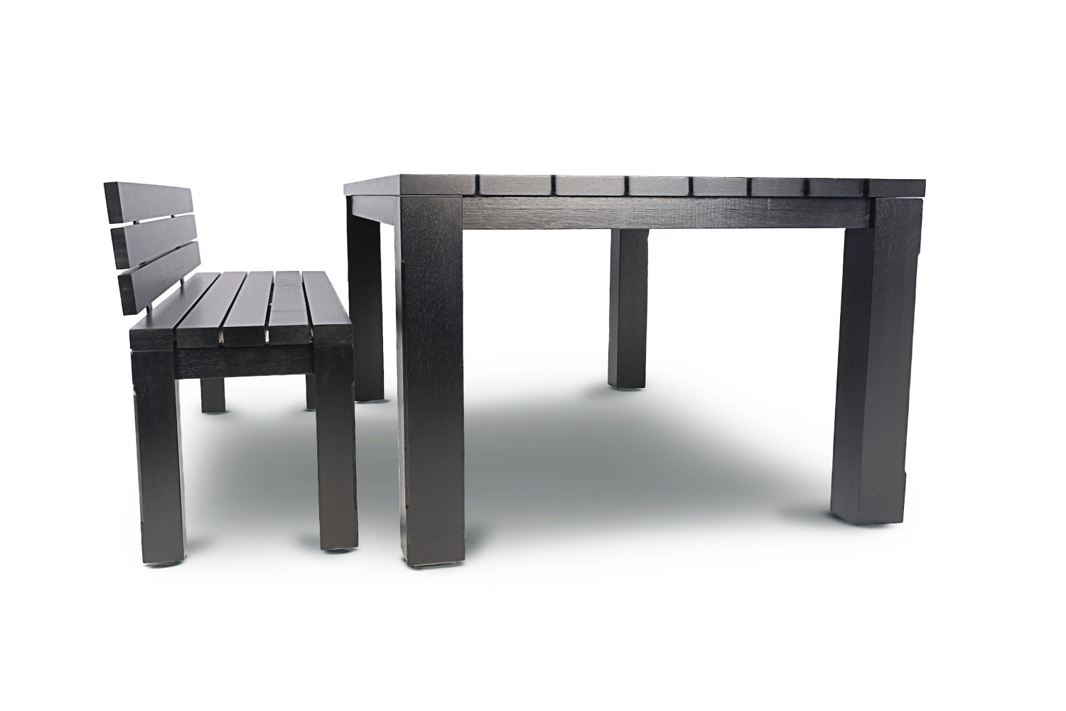 Long outdoor bench with backrest Vivere │ Black