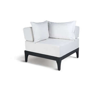 Sofa de coin extérieur en bois noir Vivere │ BLANC