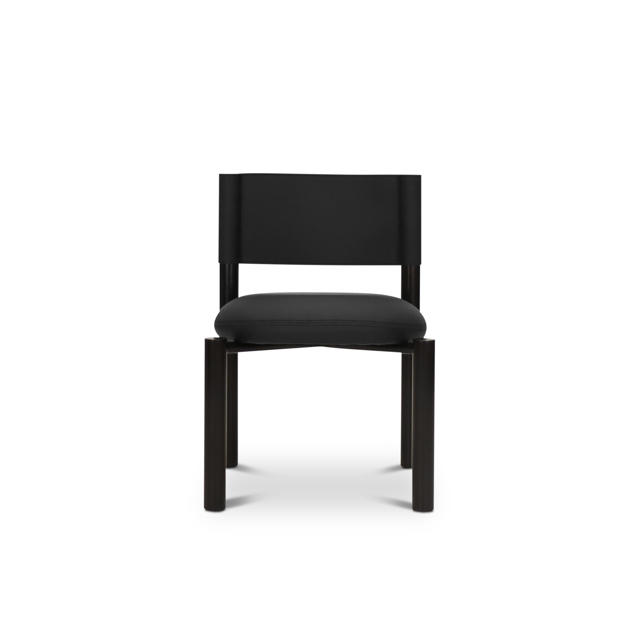 Leather dining chair barrel | Onyx