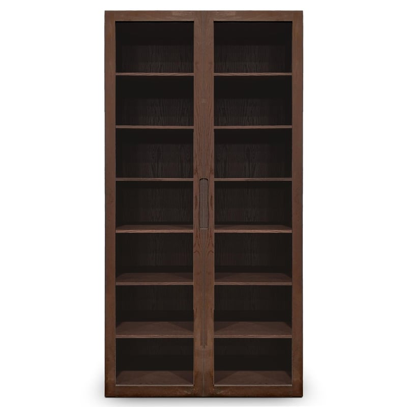 Cabinet double fini Pecan | Porte verre