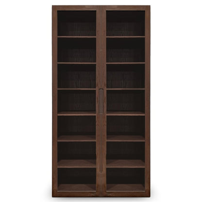 Cabinet double fini Pecan | Porte verre