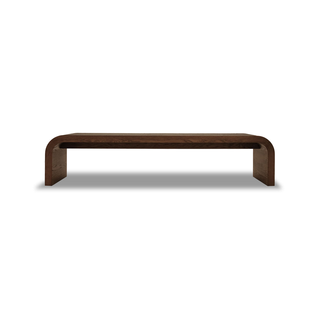 Un banc en bois épuré et minimaliste en PECAN aux bords arrondis et à la finition lisse, sur fond blanc uni. Le Banc 80 en bois Essence de Humble Nature est robuste et contemporain dans son design.