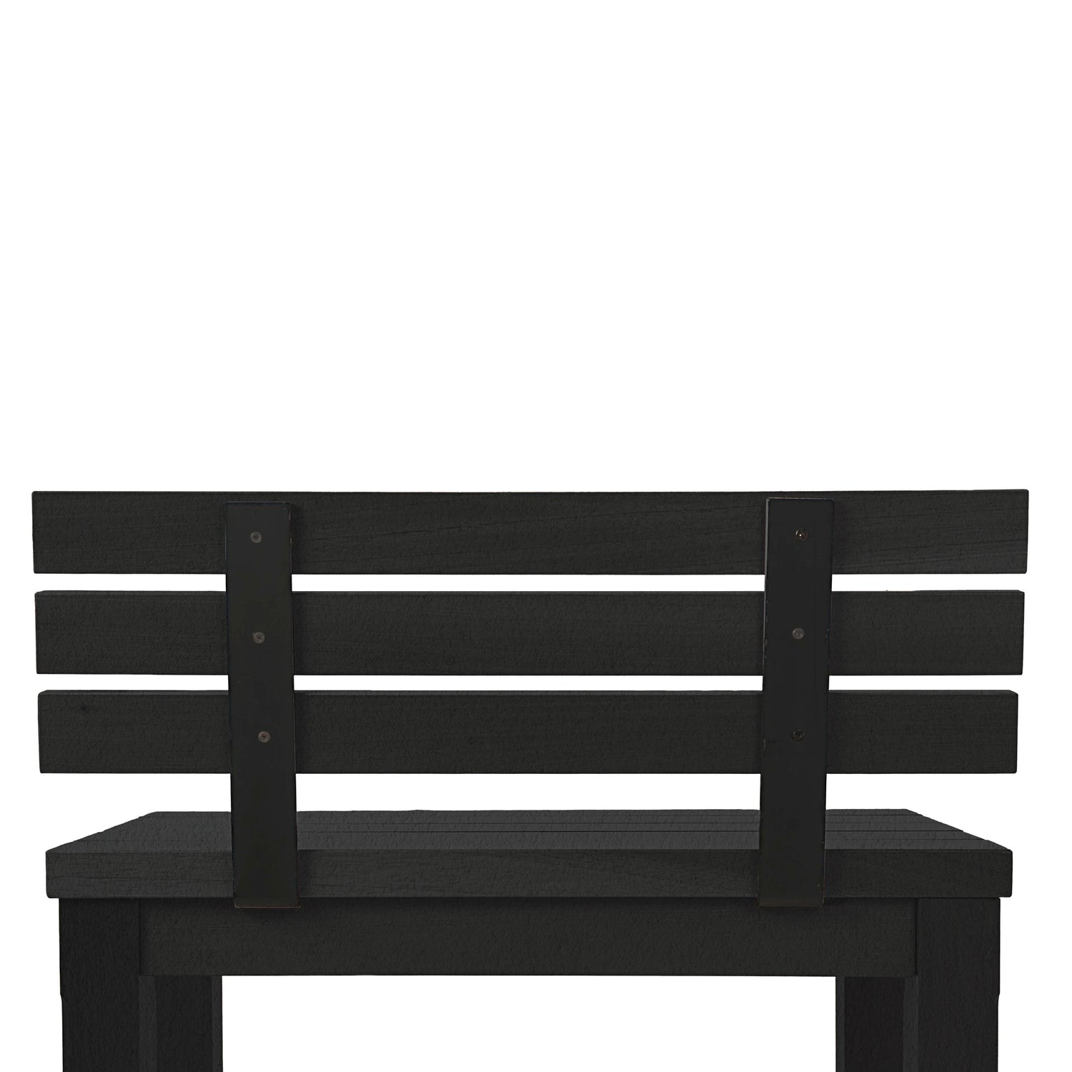 Le Banc extérieur avec dossier en aluminium Vivere │ NOIR de Humble Nature est un banc élégant avec un dossier à lattes, parfait pour lintérieur et lextérieur. Sa conception simple comporte des pieds robustes et complète n’importe quel décor sur un fond blanc.