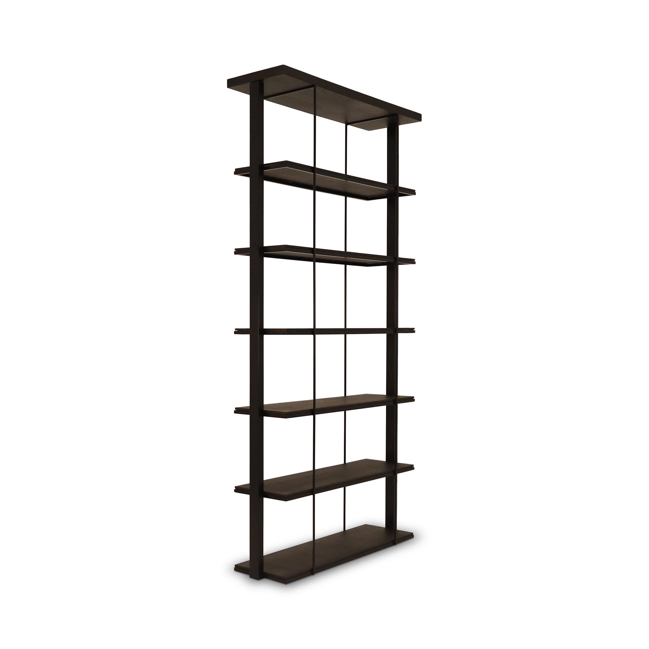 Wood and metal shelving