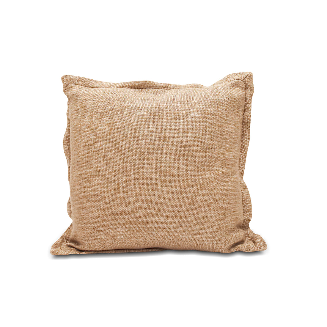 Le COUSSIN EN LIN | TEMPLE TILE de Humble Nature est un coussin carré beige avec une finition tissage traditionnel. Présenté sur un fond blanc, il semble doux et confortable avec des bords légèrement volantés.