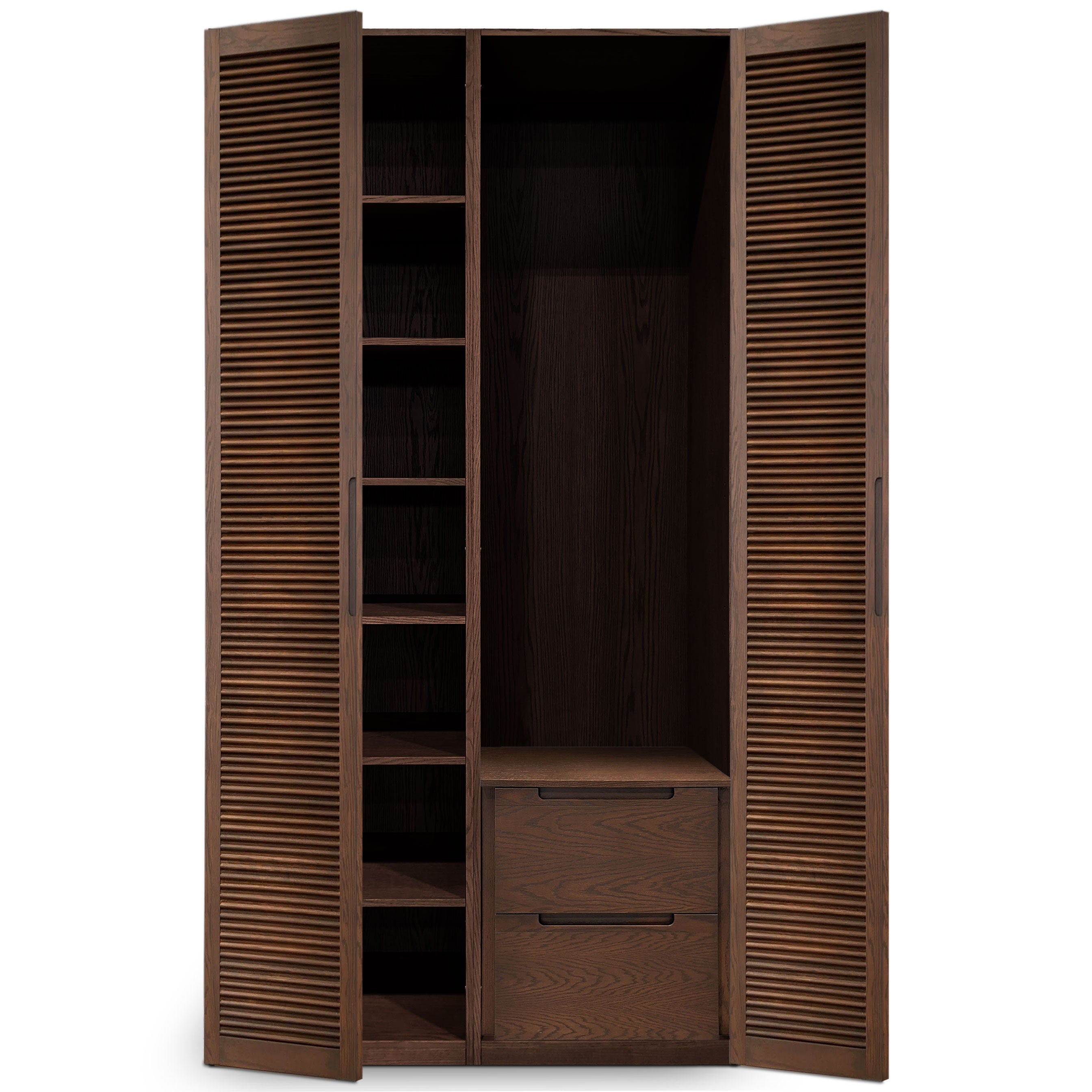 Pecan cabinet double | Louvered door