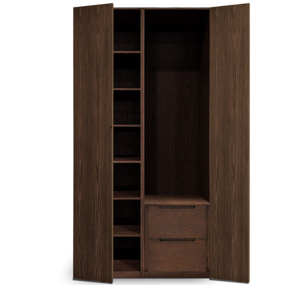 Cabinet double fini Pecan | Porte pleine