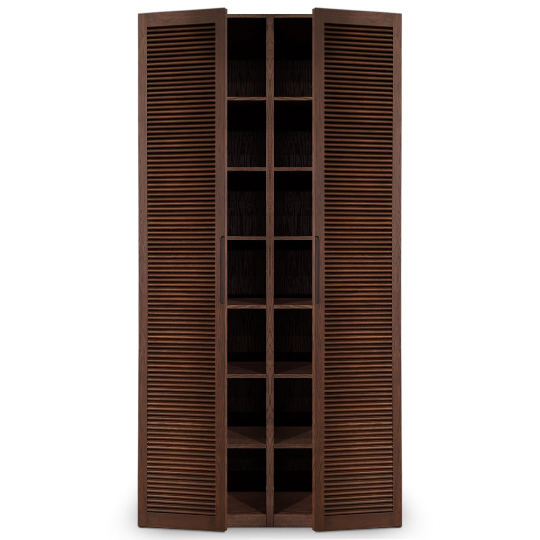 Cabinet double fini Pecan | Porte persienne