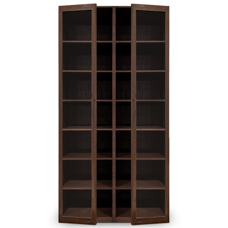 Cabinet double fini Pecan | Porte verre