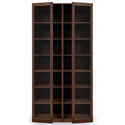 Cabinet double fini Pecan | Porte verre