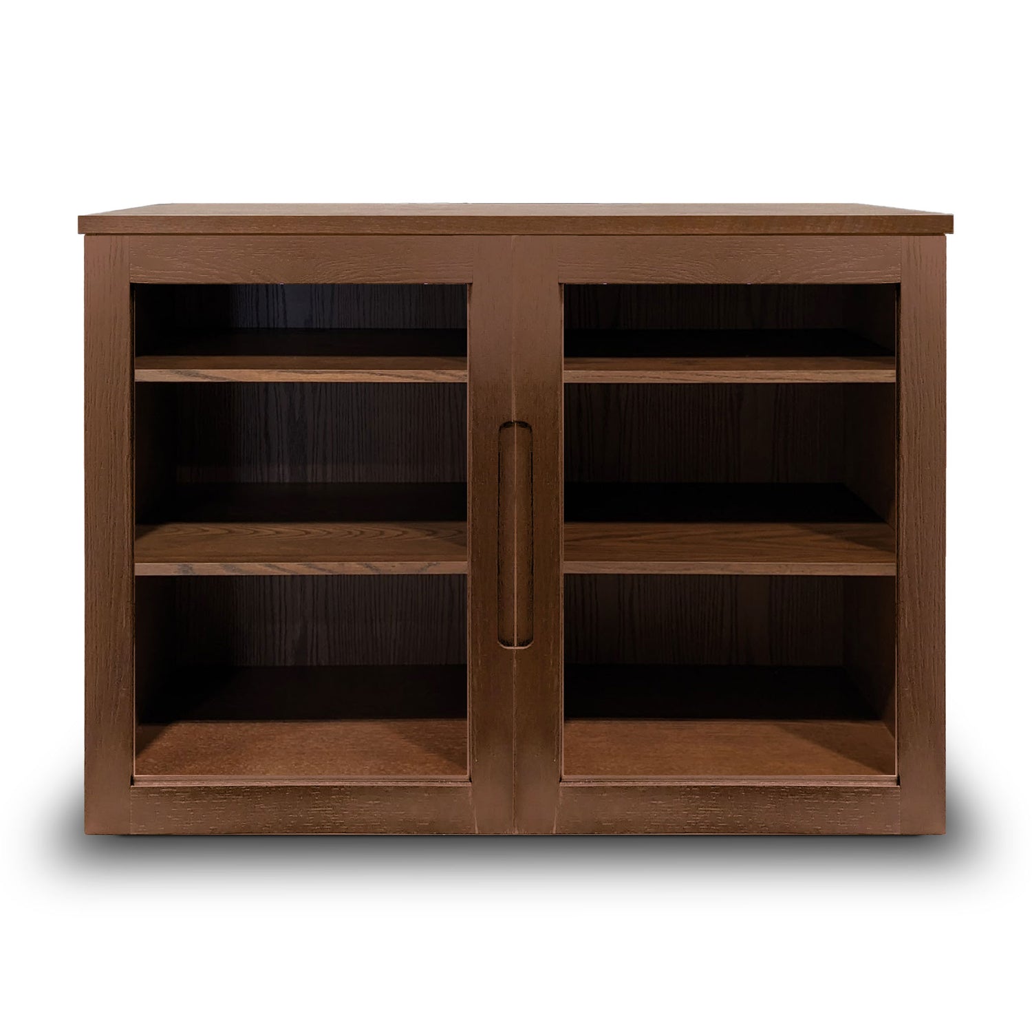 Cabinet console fini pecan | porte verre