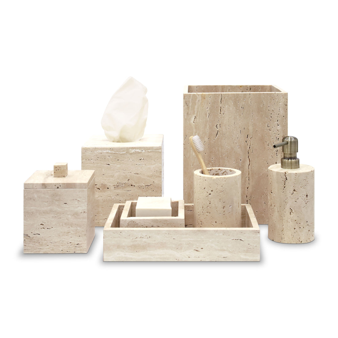 7 pieces bathroom accessories set │ TRAVERTINE