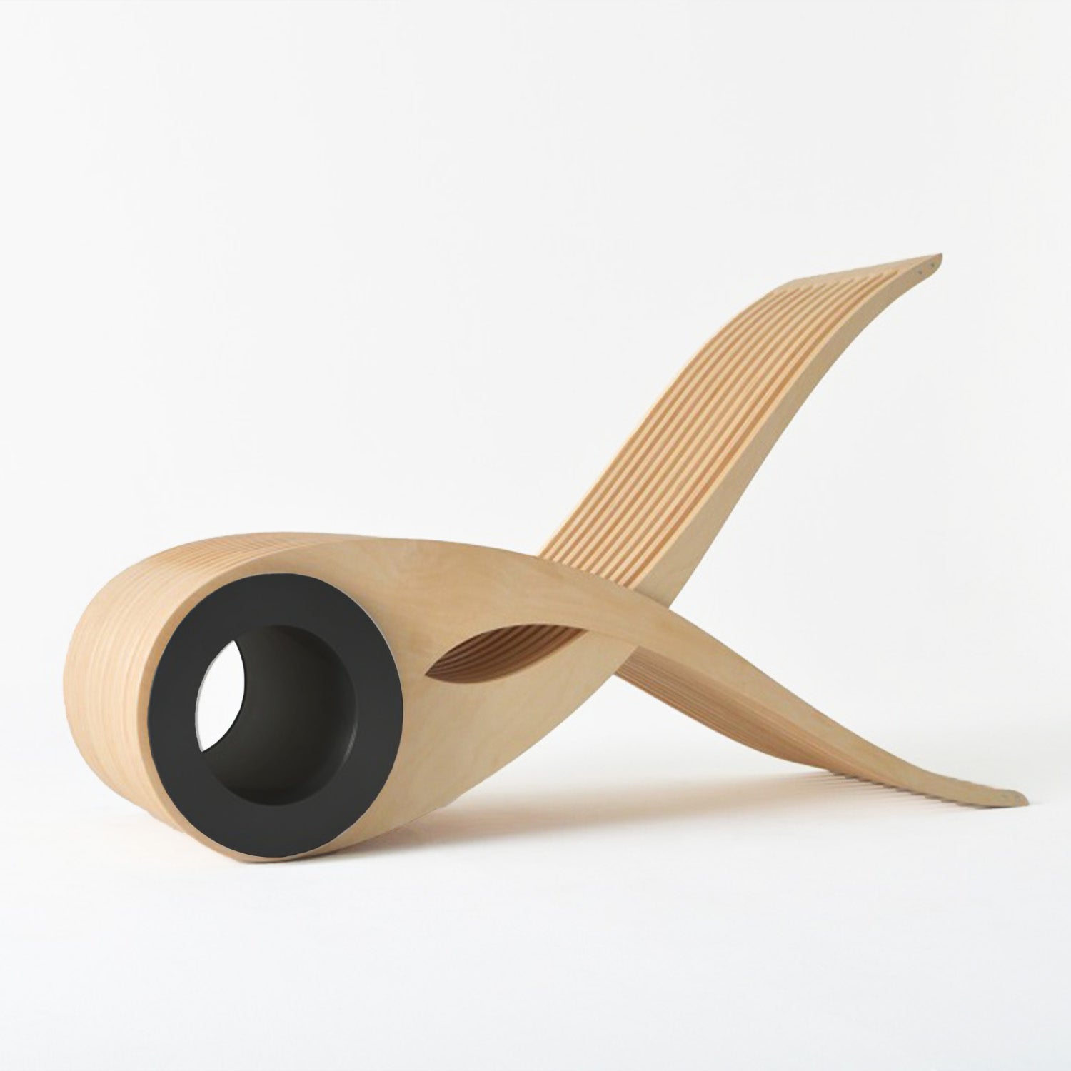 EXOCET maple veneer indoor chair | black cylinder