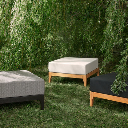 Vivere black wood outdoor ottoman | Graphite