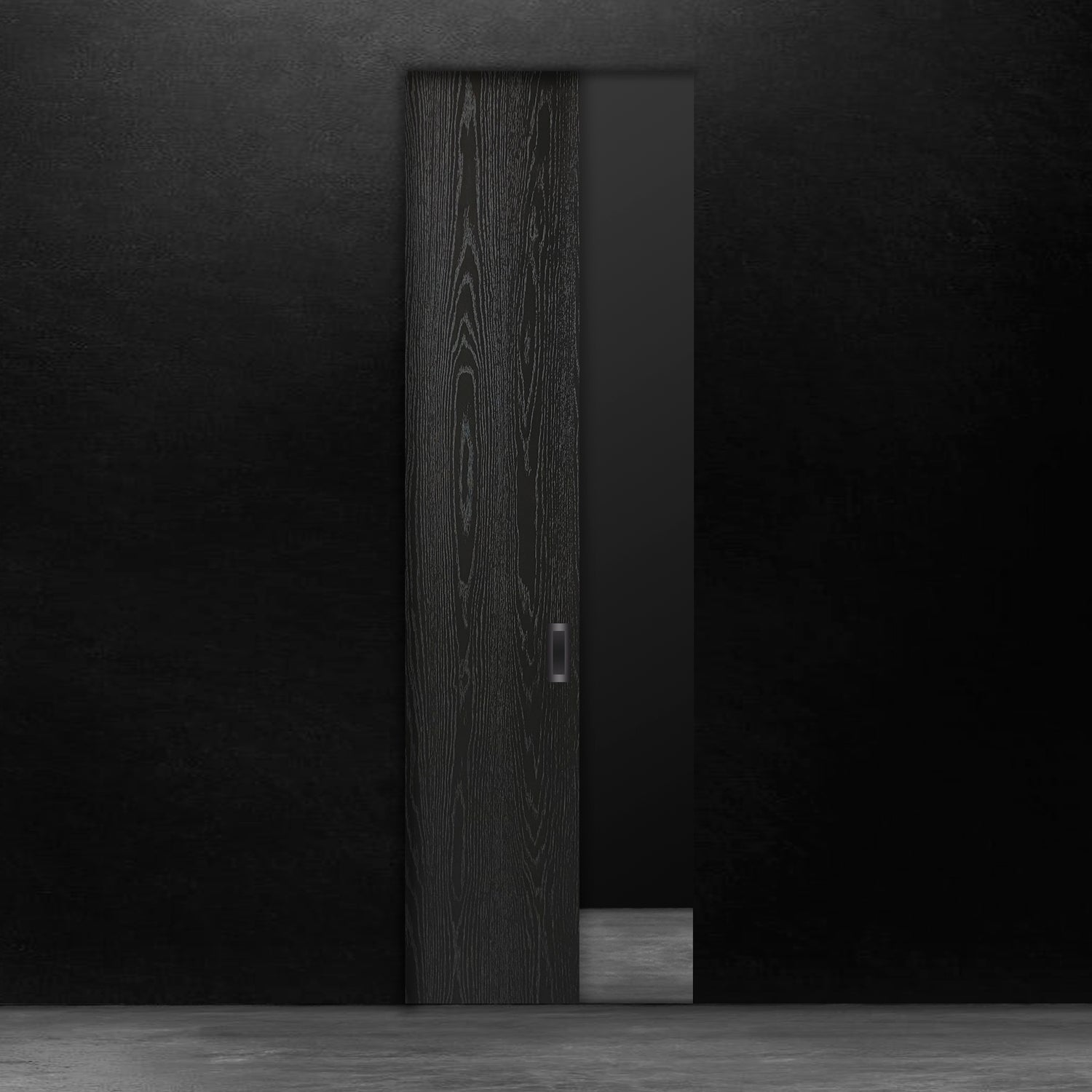 Pure pocket door red oak flat cut brushed veneer Onyx