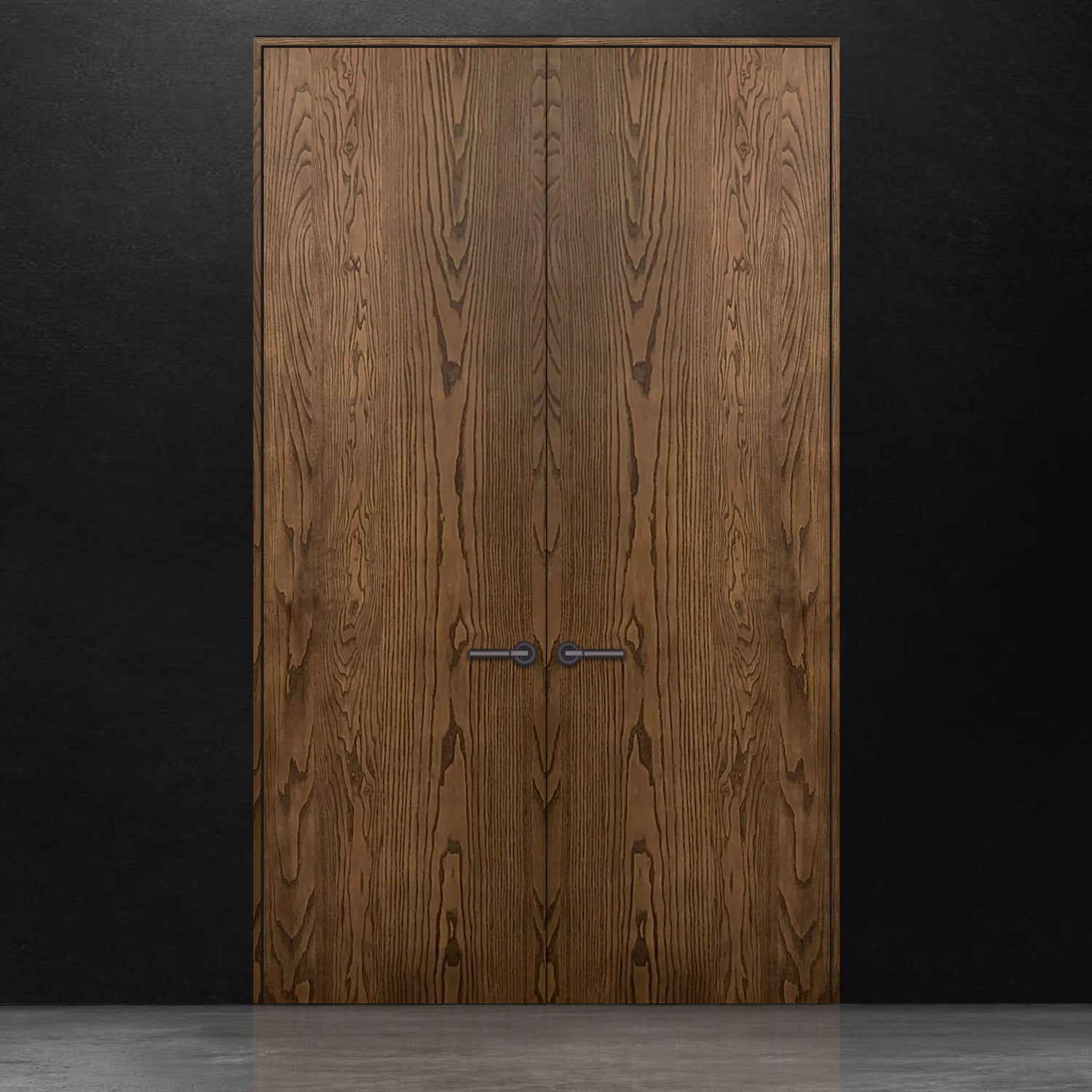 Pure double door red oak flat cut brushed veneer Pecan