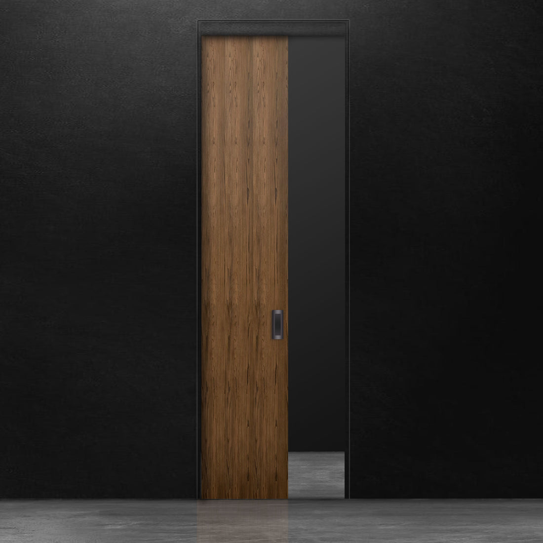 Pure pocket door red oak rift cut brushed veneer Pecan