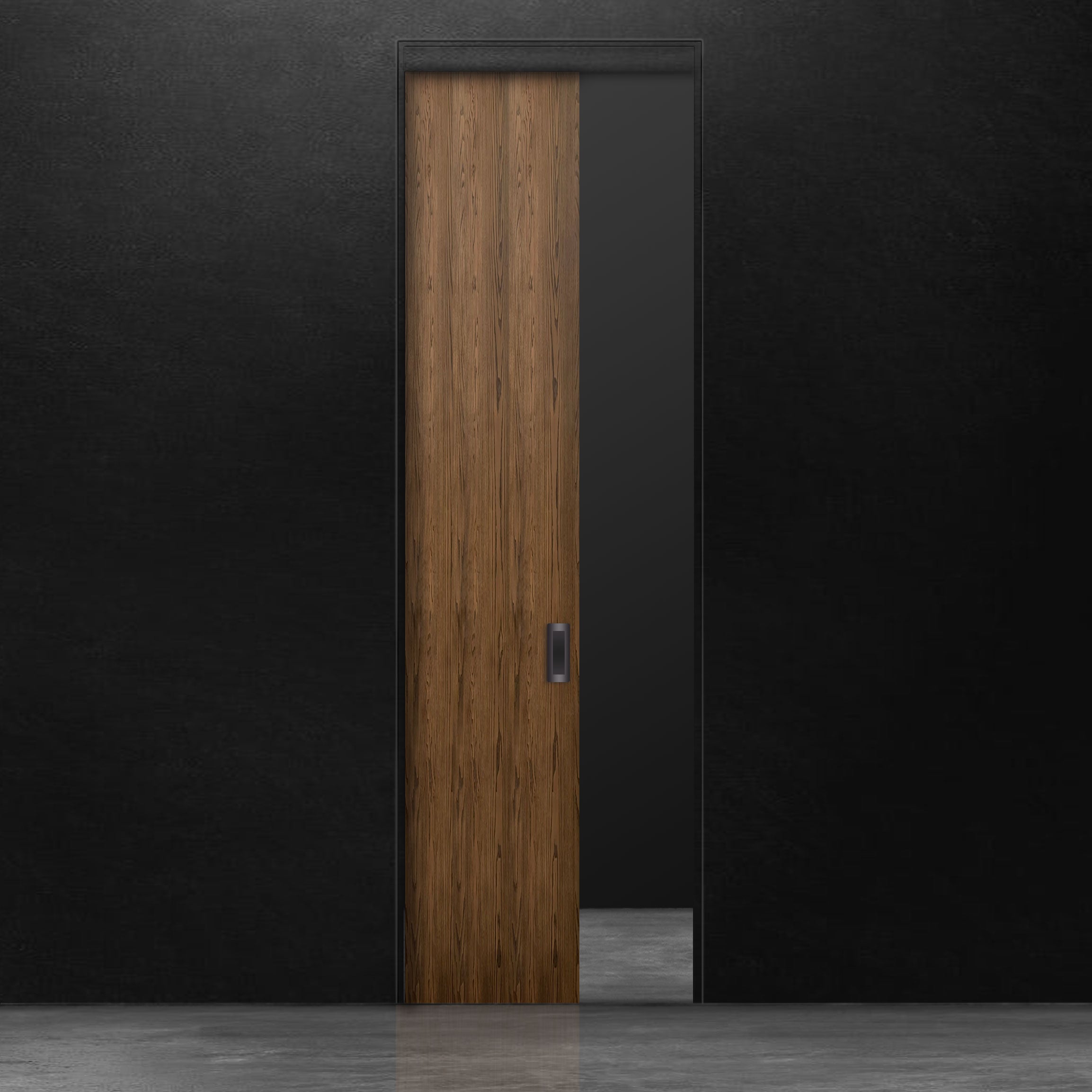 Pure pocket door red oak rift cut brushed veneer Pecan