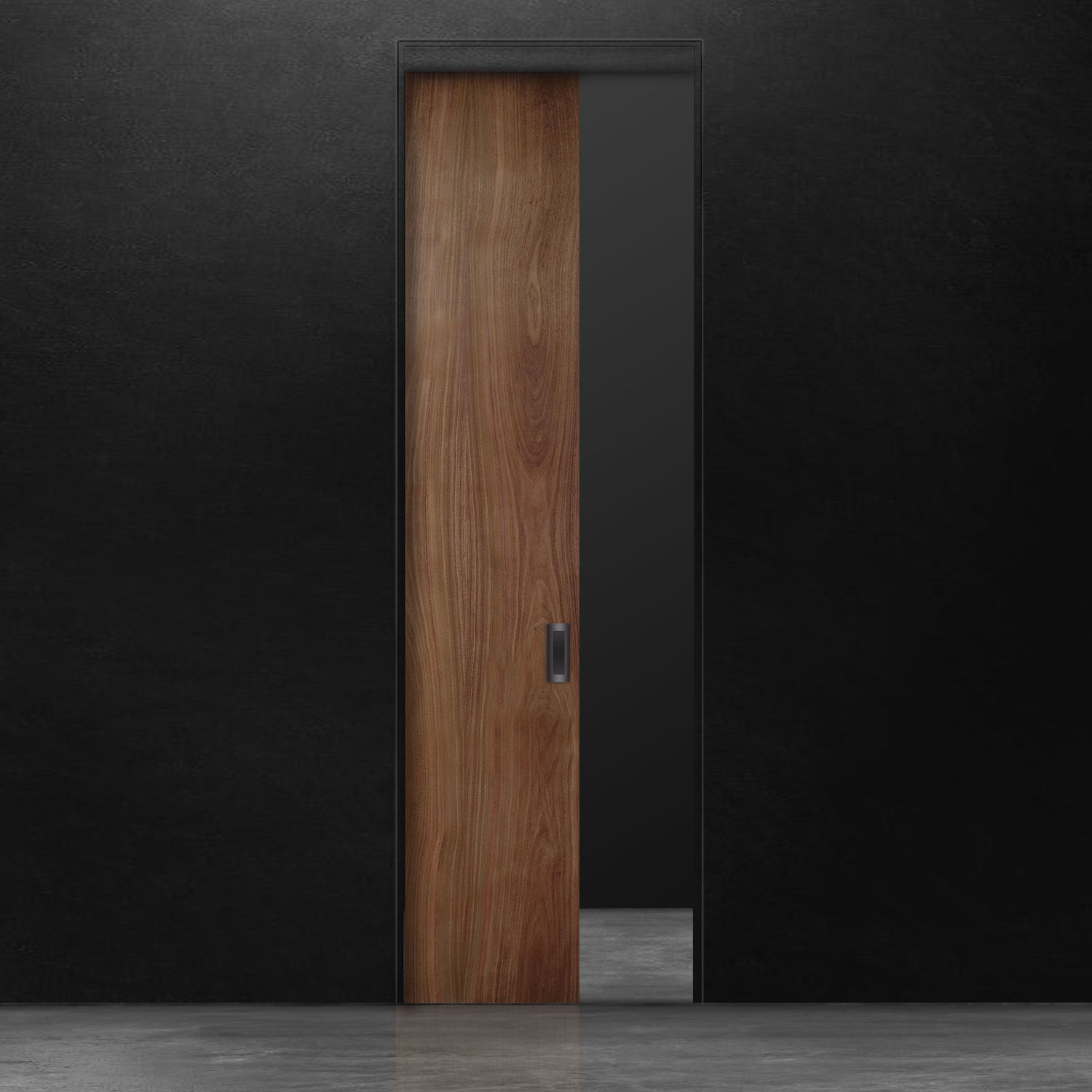 Pure pocket door walnut flat cut veneer