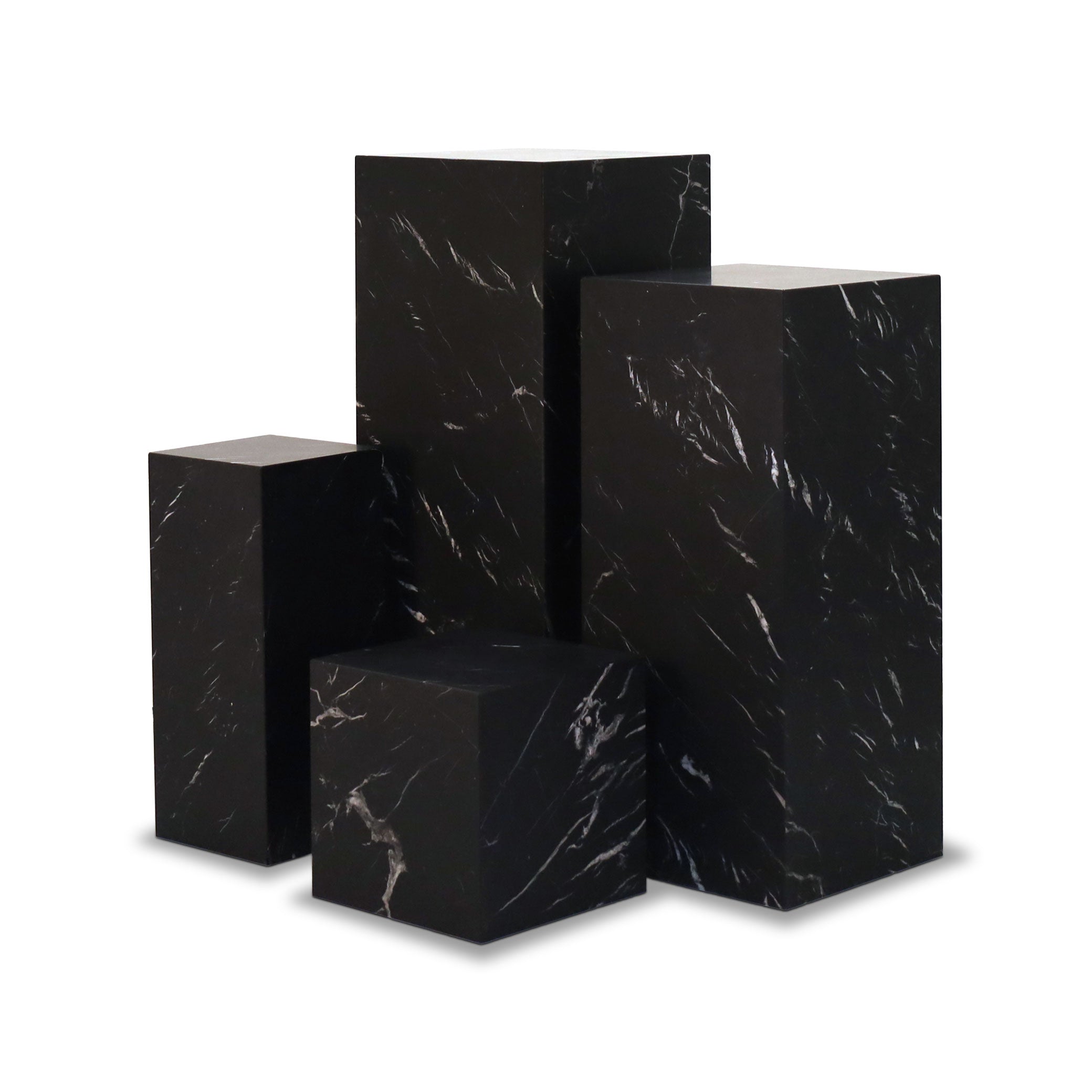 Square plinth side table 16 | Black marquina marble