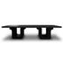 La Table à dîner 120 Suite │ Onyx de Humble Nature est une superbe pièce maîtresse. Cette longue table rectangulaire en bois présente une surface lisse et deux pieds en U, avec une riche finition noire foncé rappelant le placage de chêne rouge, projetant une ombre subtile sur le fond blanc.