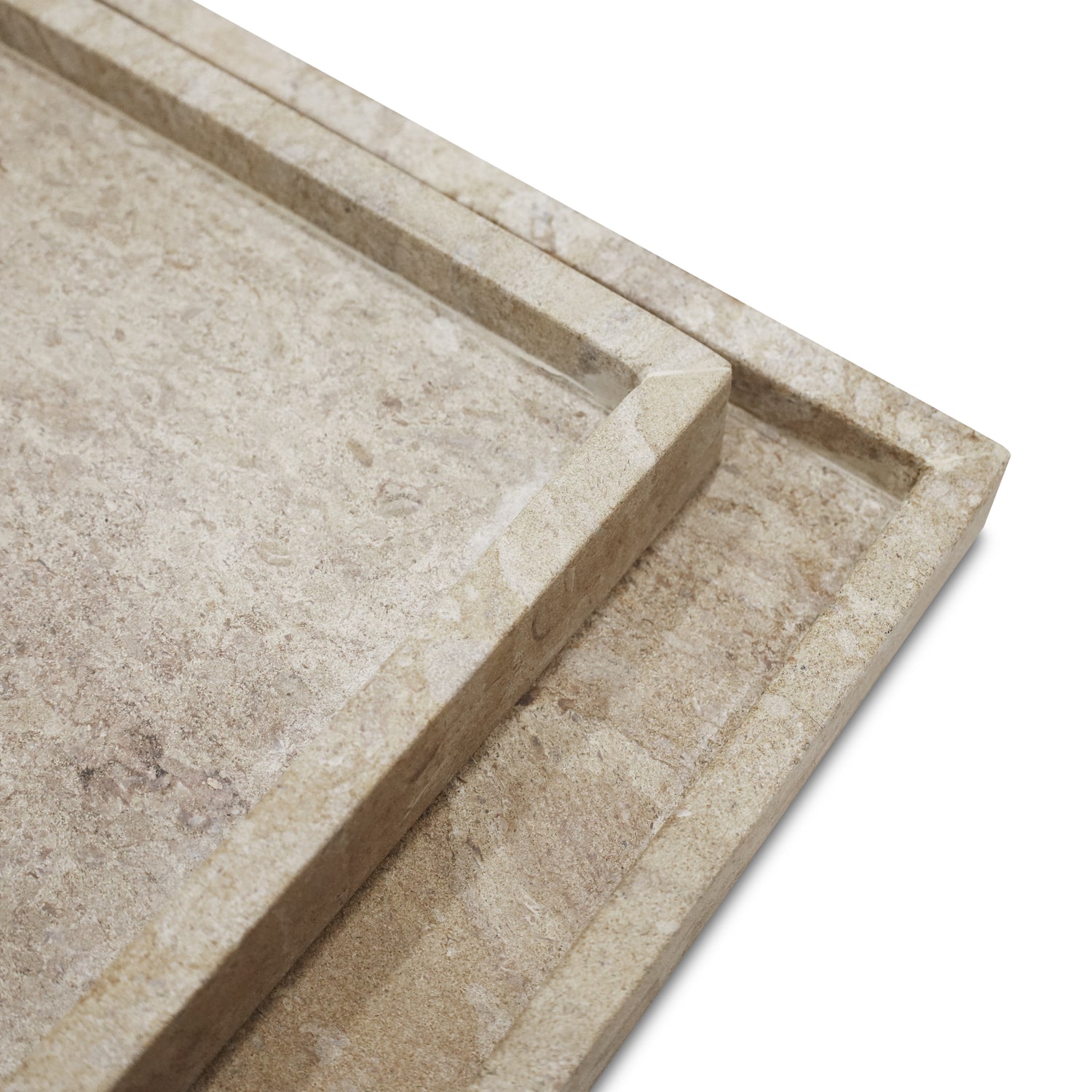 TRAVERTINE STONE TRAY SET 