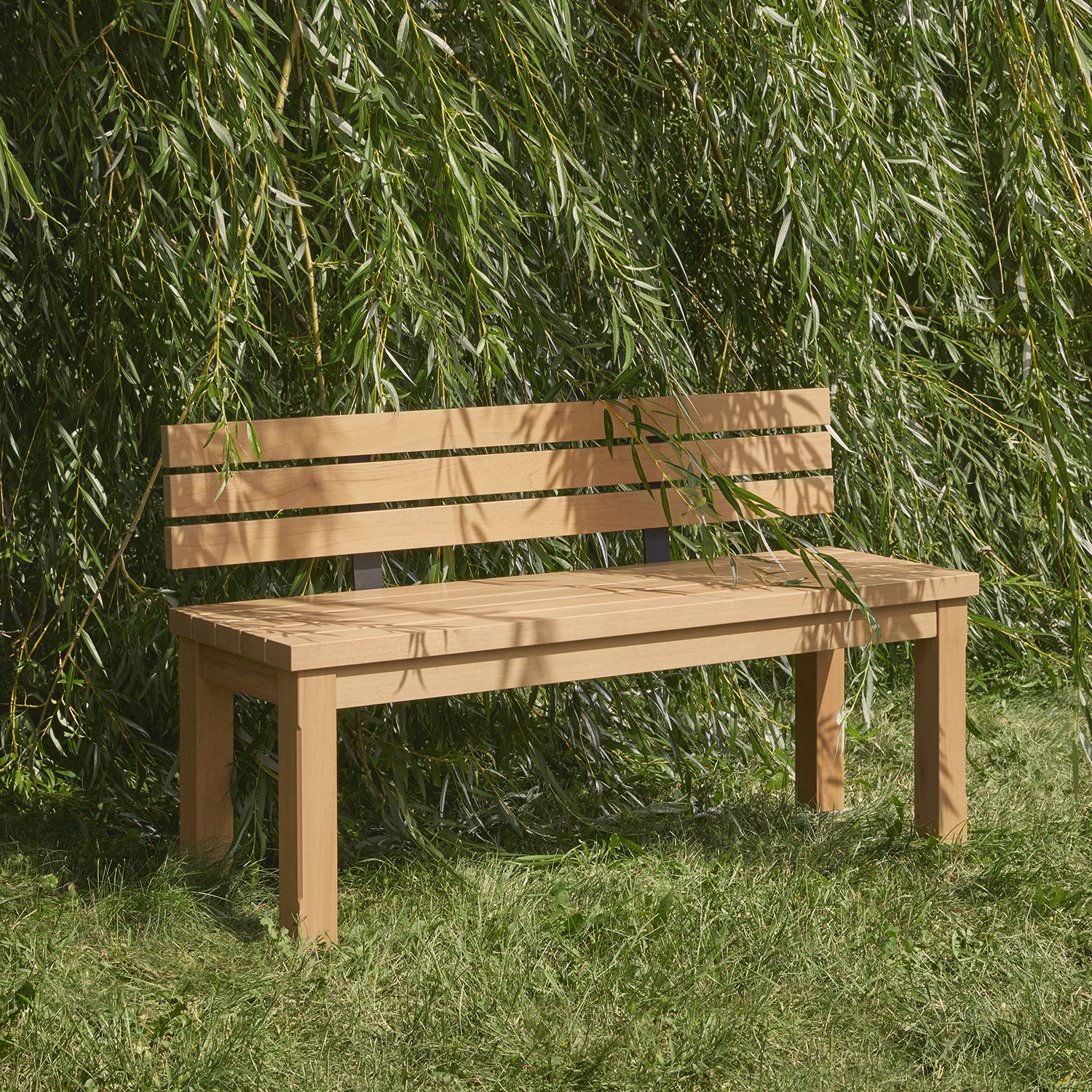 Long outdoor bench with backrest Vivere │ Natural