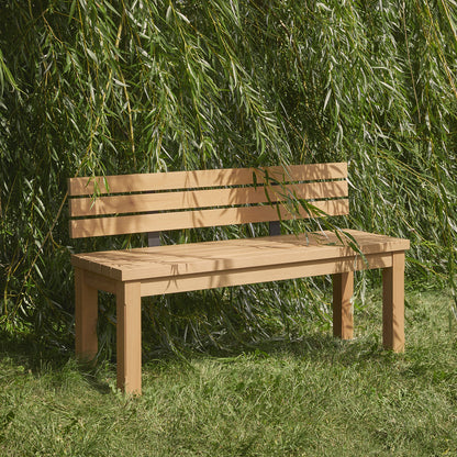 Long outdoor bench with backrest Vivere │ Natural