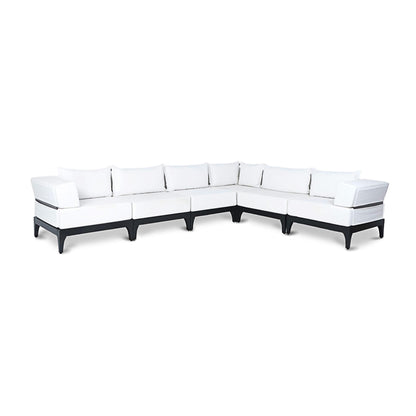 Vivere black wood outdoor sectional sofa | White