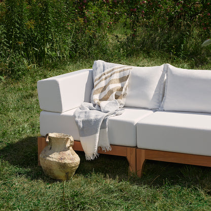 Sofa de coin extérieur en bois naturel Vivere | BLANC